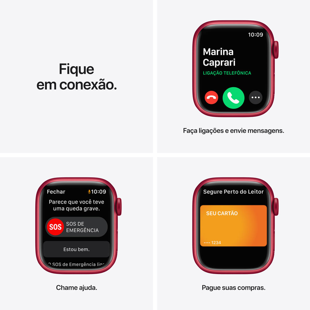 APPLE WATCH SERIES 7 GPS, 41MM CAIXA (PRODUCT)RED DE ALUMINIO PULSEIRA ESPORTIVA (PRODUCT)RED PADR - Imagem 7