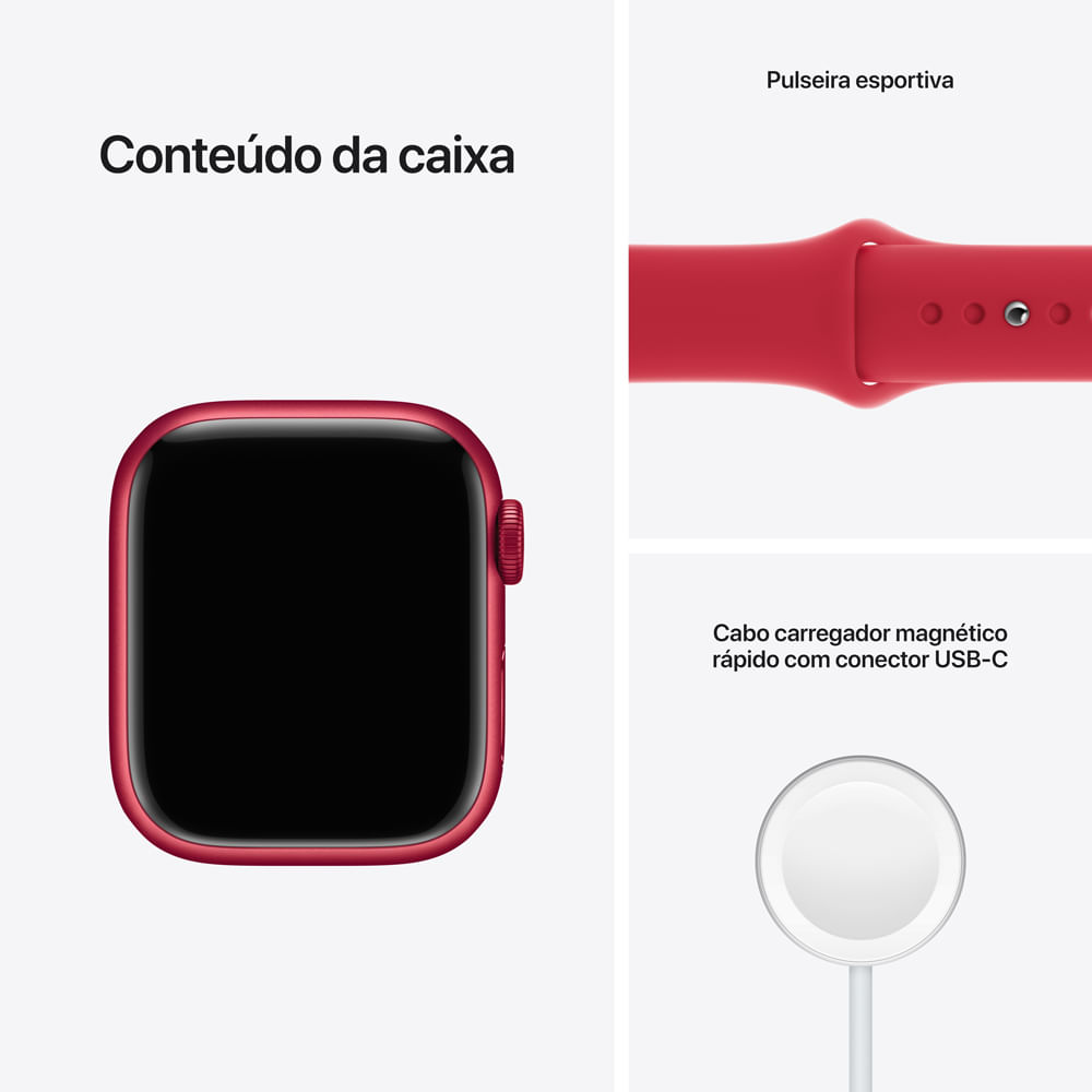 APPLE WATCH SERIES 7 GPS, 41MM CAIXA (PRODUCT)RED DE ALUMINIO PULSEIRA ESPORTIVA (PRODUCT)RED PADR - Imagem 9