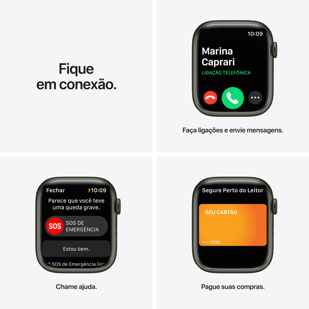 APPLE WATCH SERIES 7 GPS, 41MM CAIXA VERDE DE ALUMINIO PULSEIRA ESPORTIVA TREVO PADRAO - Imagem 7