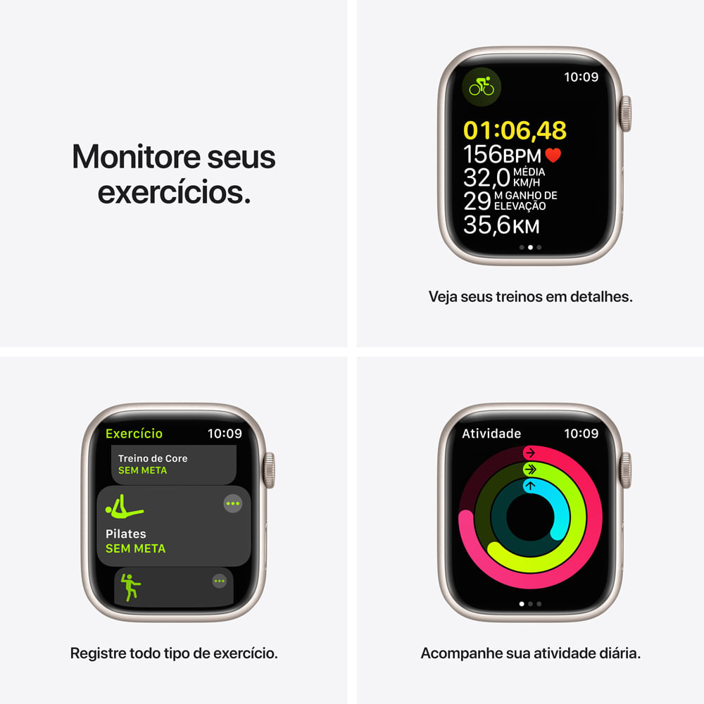 APPLE WATCH SERIES 7 GPS, 45MM CAIXA ESTELAR DE ALUMINIO PULSEIRA ESPORTIVA ESTELAR PADRAO - Imagem 6
