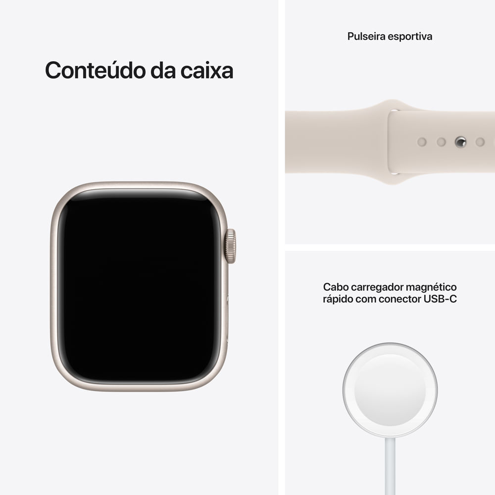 APPLE WATCH SERIES 7 GPS, 45MM CAIXA ESTELAR DE ALUMINIO PULSEIRA ESPORTIVA ESTELAR PADRAO - Imagem 9