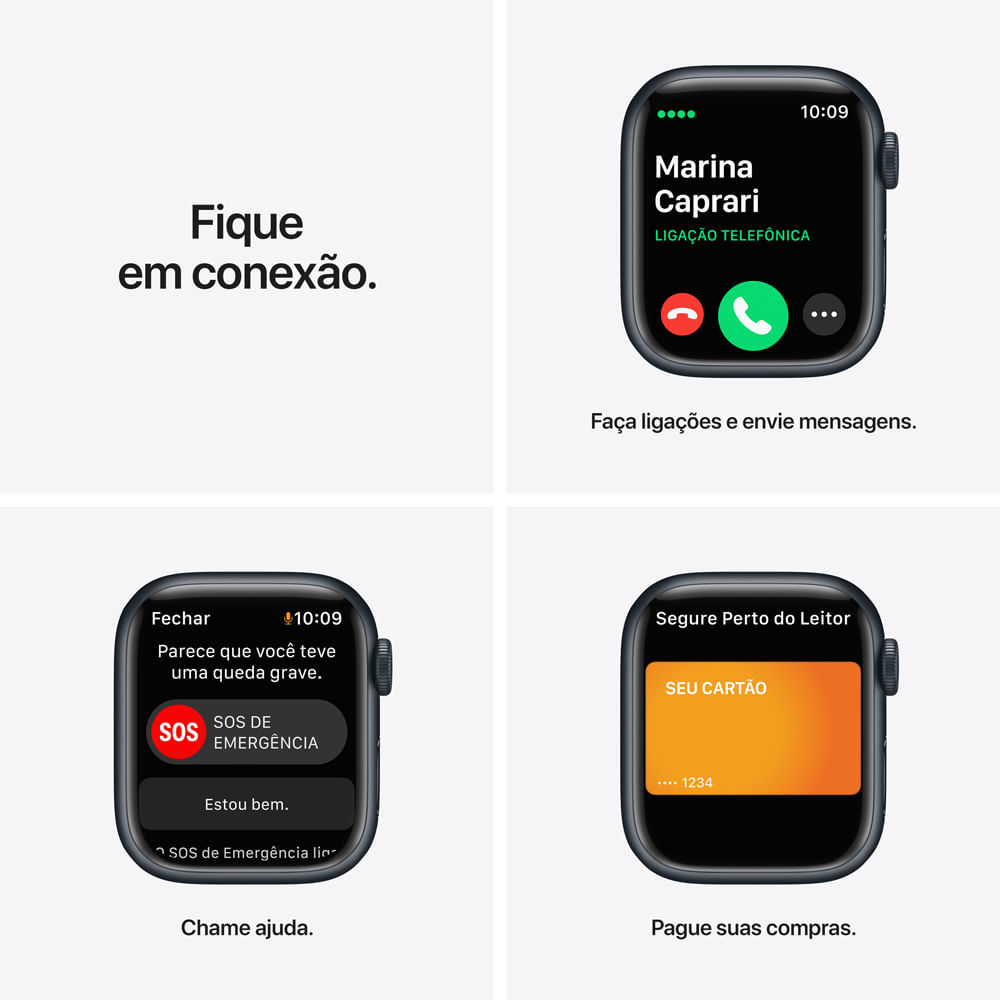 APPLE WATCH SERIES 7 GPS CELLULAR, 41MM CAIXA MEIA-NOITE DE ALUMINIO PULSEIRA ESPORTIVA MEIA-NOITE - Imagem 7