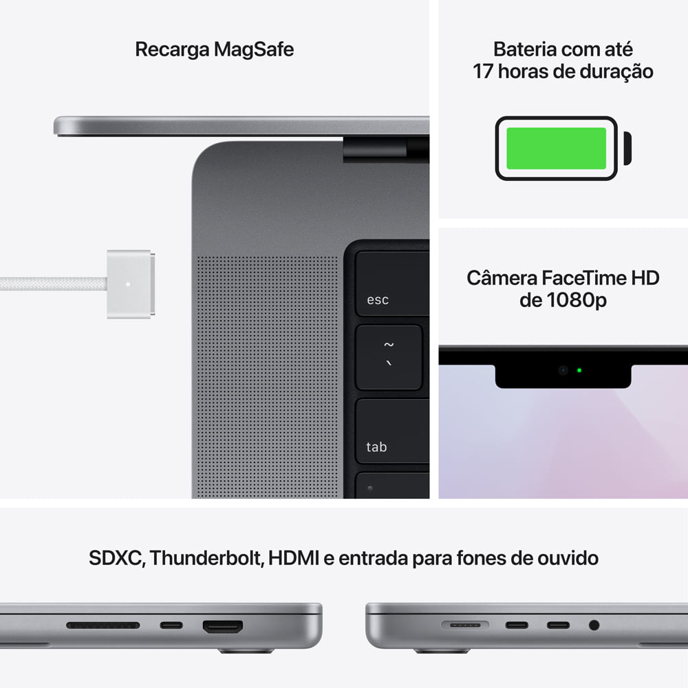 14-INCH MACBOOK PRO M1 PRO - 8C CPU/14C GPU/512G-BRA - SPACE GREY - Imagem 7